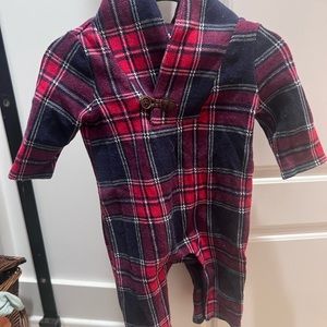 Janie and Jack red and blue tartan baby onesie size 0-3 months